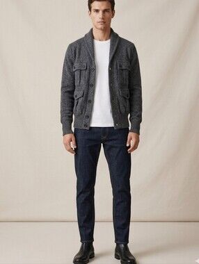 Antony Morato Gray Wool Shawl Collar Cardigan Sweater Front Pockets